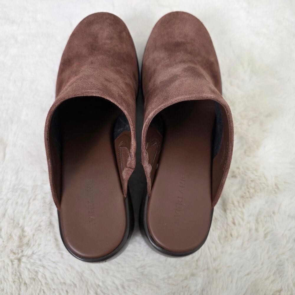 NEW Everlane Puffa Wooden Clog Dark Umber Suede Brown 11 - Picture 7 of 10
